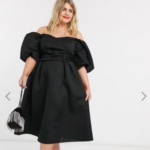 ASOS DESIGN CURVE BARDOT DRESS LITTLE BLACK DRESS